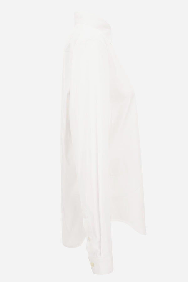 Informal Shirt In Poplin Cotton Fabric-Medusa Embroidery