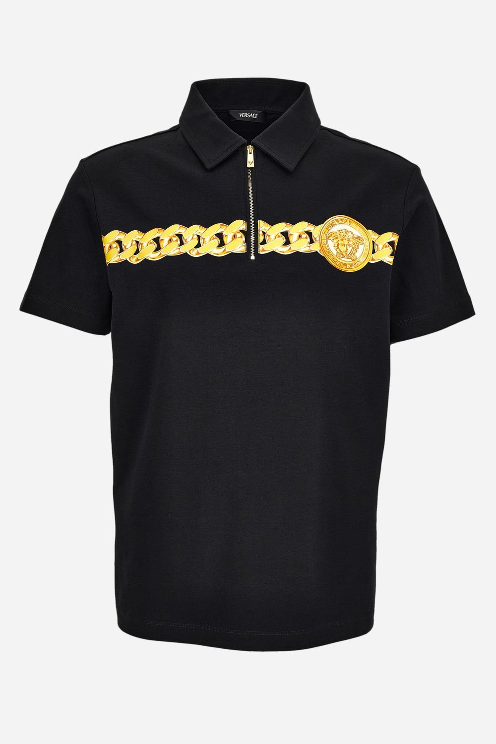 Polo In Cotton Jersey Fabric-Medusa Chain Print