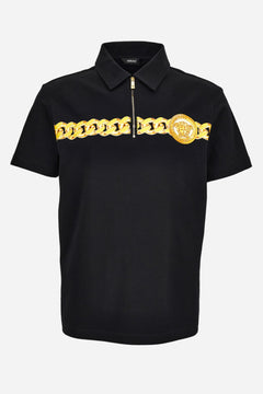 Polo In Cotton Jersey Fabric-Medusa Chain Print