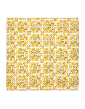 JERSEY BLANKET WITH YELLOW MAJOLICA PRINT