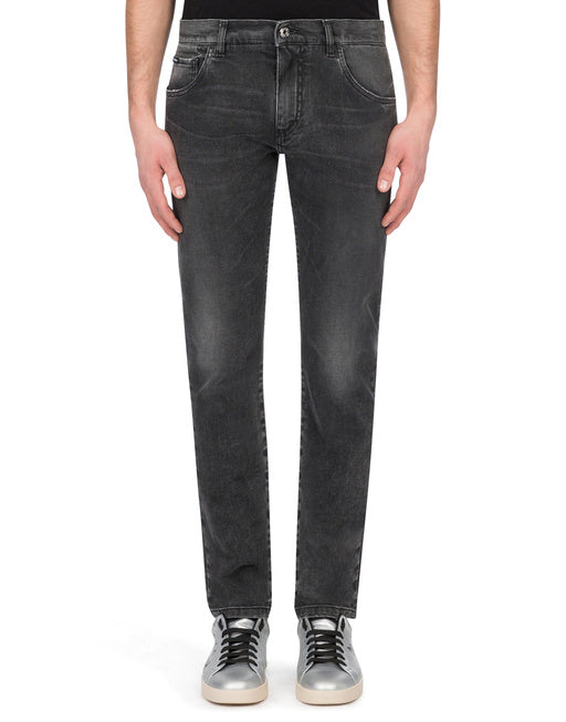 GRAY WASHED STRETCH SKINNY JEANS