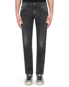 GRAY WASHED STRETCH SKINNY JEANS