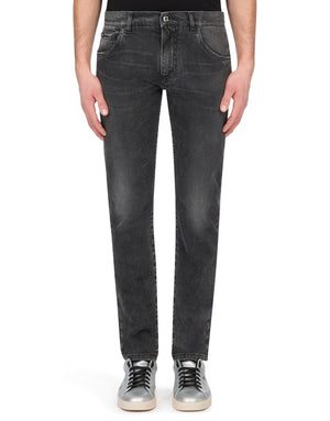 GRAY WASHED STRETCH SKINNY JEANS