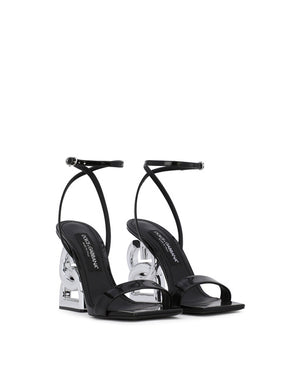 PATENT LEATHER SANDALS WITH 3.5 HEEL