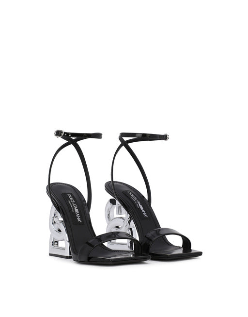 PATENT LEATHER SANDALS WITH 3.5 HEEL