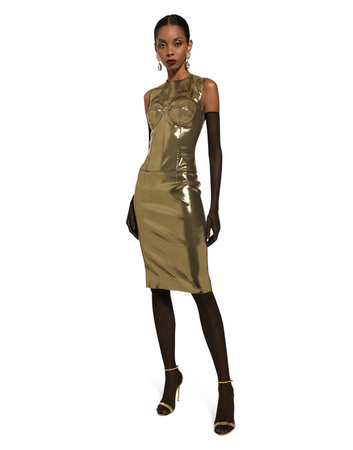 SHORT FOILED SATIN CORSET TOP