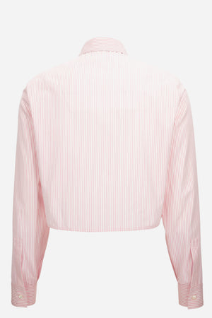 Informal Shirt In Popeline Cotone Righe + Ricamo