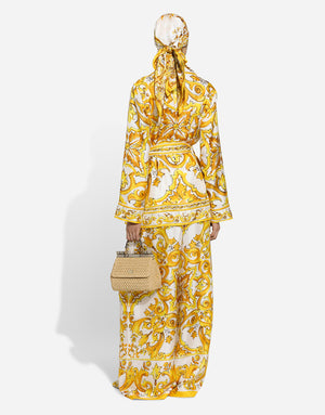 SILK TWILL PAJAMA SHIRT WITH MAJOLICA PRINT