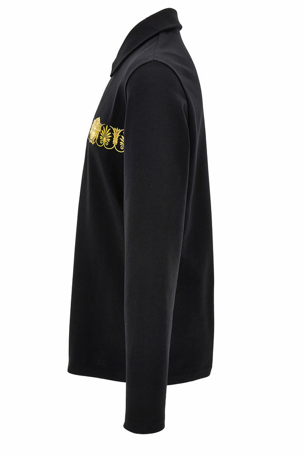 Polo In Non-Brushed Sweatshirt + Statue Crest Print