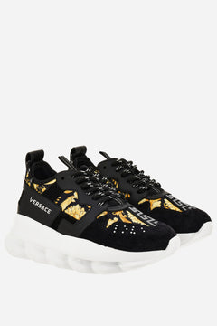 Chain Reaction Sneaker In Suede-Barocco Print Fabric