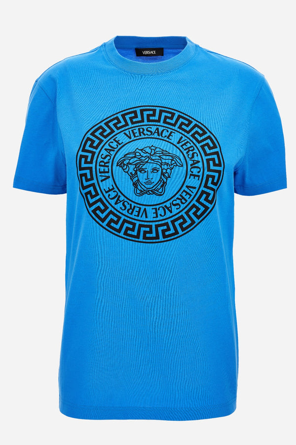 T-Shirt In Responsible Cotton Jersey+Medusa Greca Versace Printed