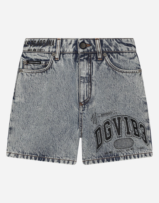 DENIM SHORTS WITH DGVIB3 LOGO