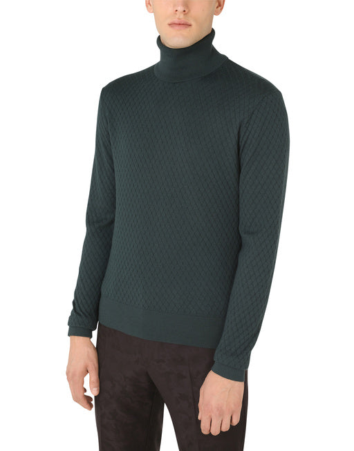 HIGH-NECK SWEATER IN CASHMERE AND SILK