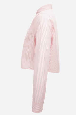 Informal Shirt In Popeline Cotone Righe + Ricamo