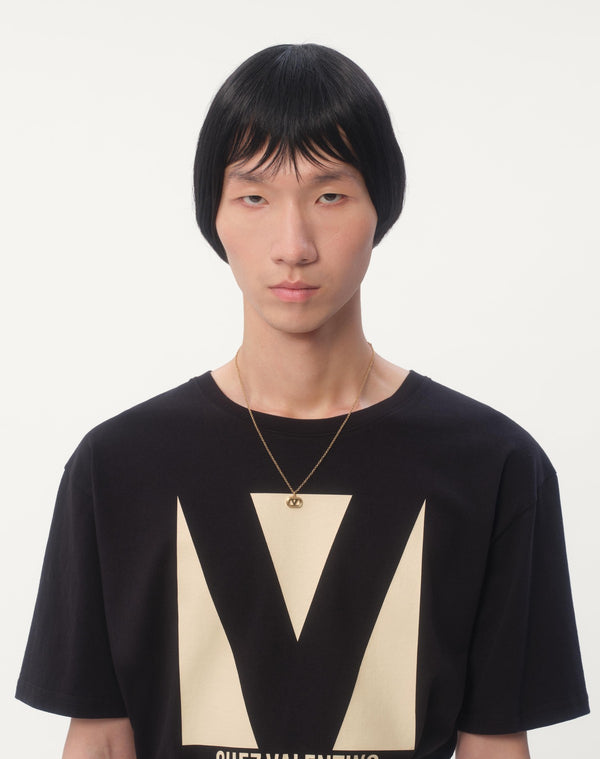 T-Shirt In Cotone Con Stampa Chez Valentino