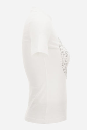 T-Shirt In Cotton Jersey Fabric With Medusa Rhinestone Embroidery-Studs
