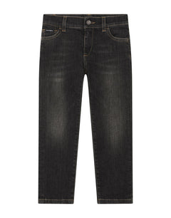 STRETCH REGULAR FIT GREY JEANS WITH RIPS
