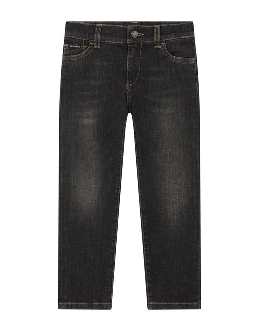 STRETCH REGULAR FIT GREY JEANS WITH RIPS