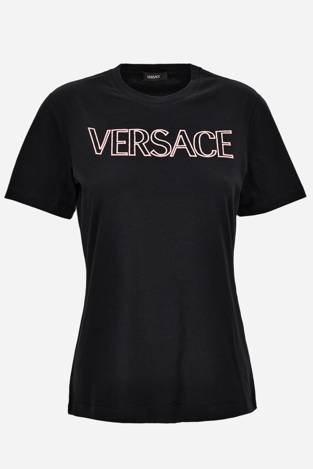 T-Shirt In Cotton Jersey Fabric With Versace Outline Embroidery