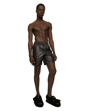 MID-LENGTH SWIM TRUNKS WITH BRANDED BAND