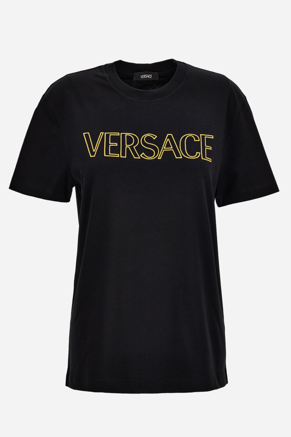 T-Shirt In Jersey Fabric-Versace Outline Embroidery