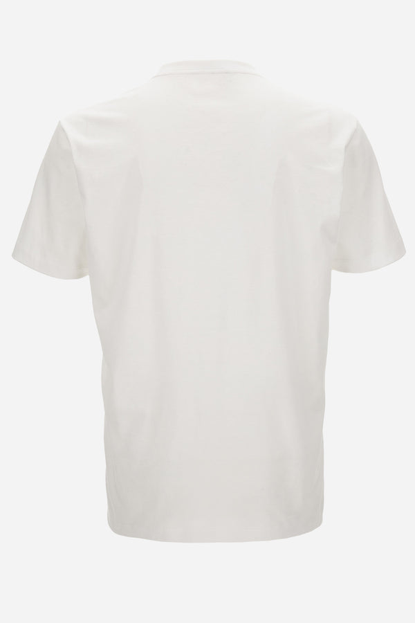 T-Shirt In Compact Cotton Jersey Fabric + Coral Theater Postcard Print