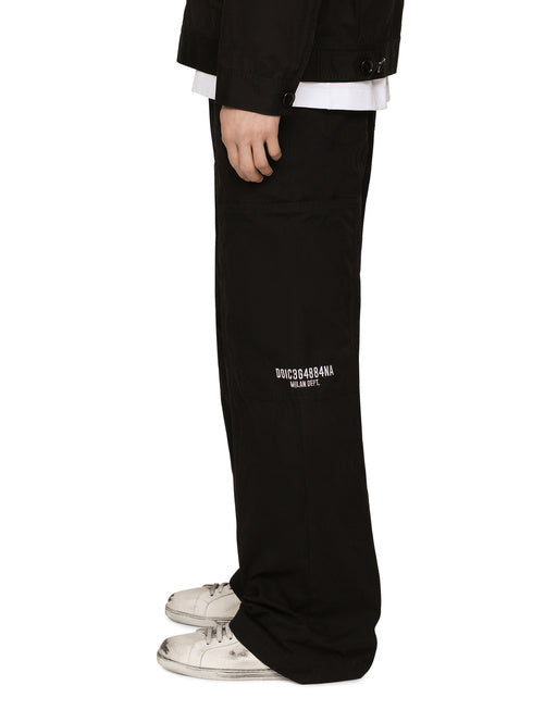 COTTON FAILLE PANTS WITH DGVIB3 PATCH AND EMBROIDERY