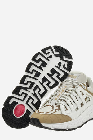 Trigreca Sneaker In Calf Leather-Jacquard Barocco Fabric