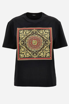 T-Shirt In Cotton Jersey With Foulard Twill Poly Print Barocco 92