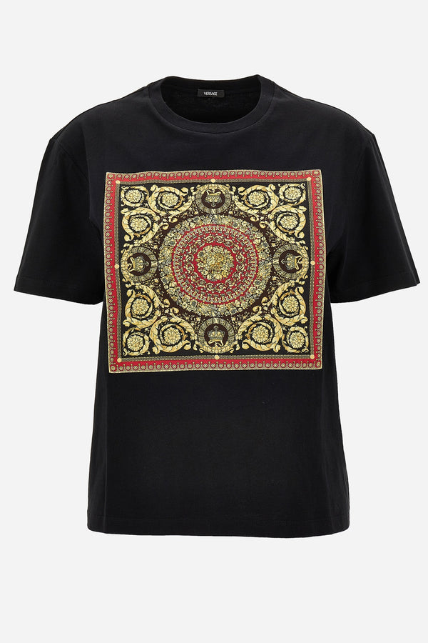 T-Shirt In Cotton Jersey With Foulard Twill Poly Print Barocco 92