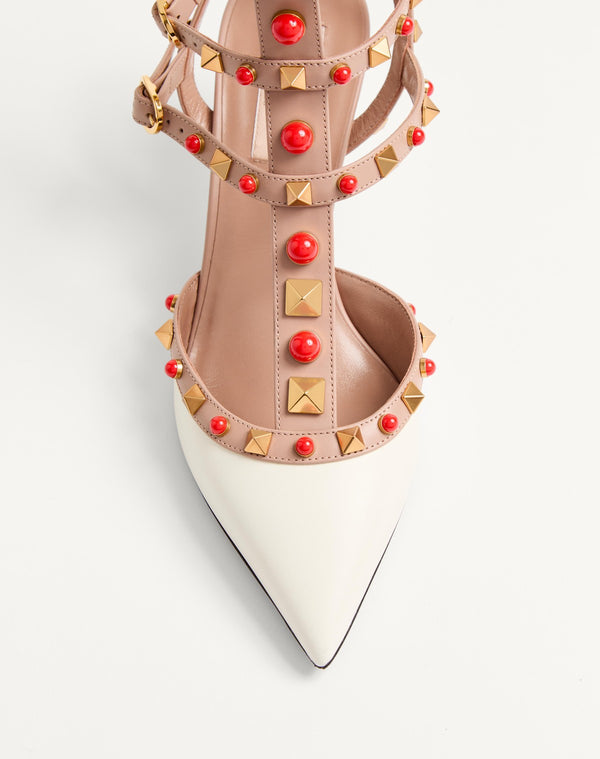 Décolleté Rockstud In Vitello Con Pietre Cabochon 65Mm