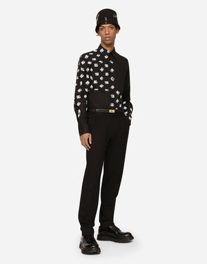 COTTON MARTINI-FIT SHIRT WITH DG LOGO PRINT