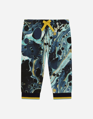 JERSEY JOGGING PANTS WITH MARBLED PRINT