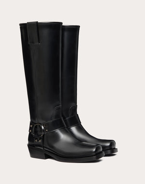 Stivale Biker Rockstud In Vitello 40Mm