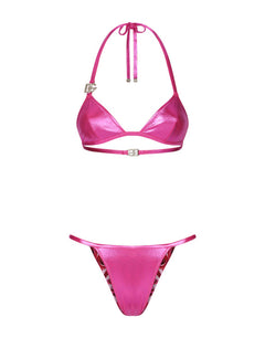 LAMINATED TRIANGLE BIKINI TOP WITH DG LOGO