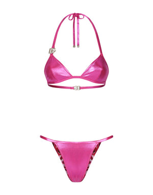 LAMINATED TRIANGLE BIKINI TOP WITH DG LOGO