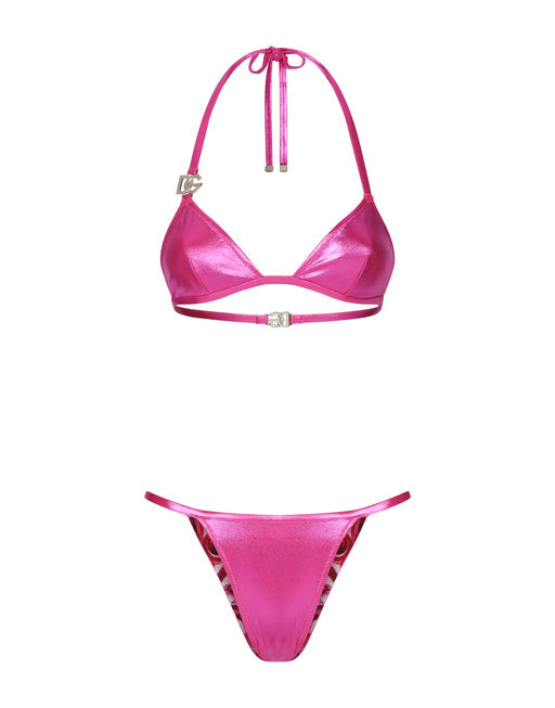 LAMINATED TRIANGLE BIKINI TOP WITH DG LOGO