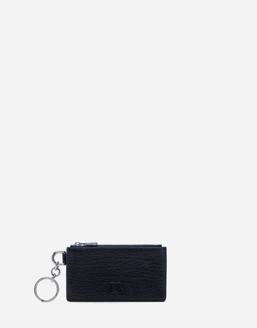 CALFSKIN CARD HOLDER WITH RING AND CROSSOVER DG LOGO