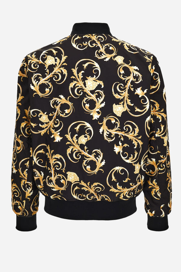 Blouson In Technical Fabric Plain-Medusa Leafy Print