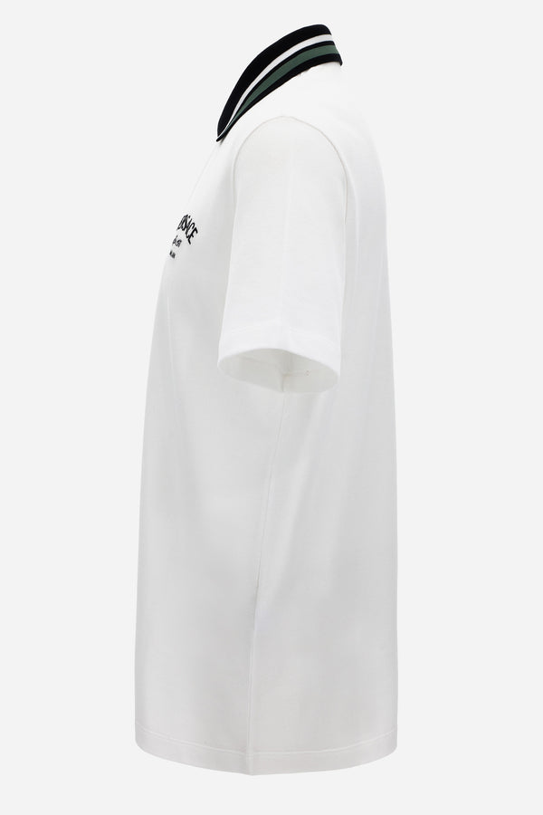 Polo In Cotton Piquet + Versace Milano Embroidery