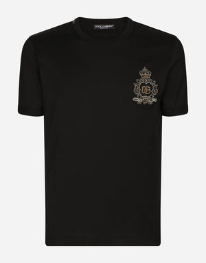 COTTON T-SHIRT WITH DG LOGO HERALDIC PATCH