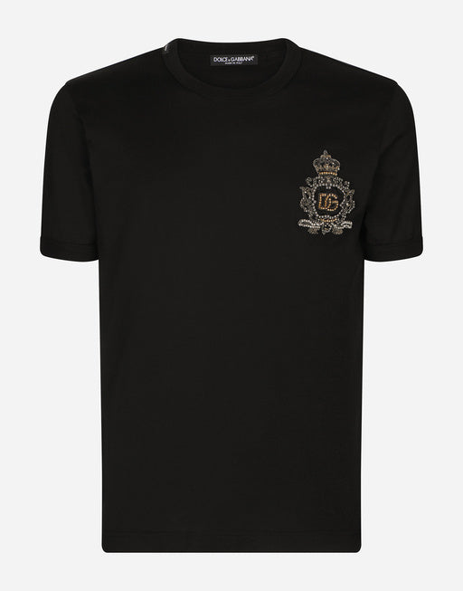 COTTON T-SHIRT WITH DG LOGO HERALDIC PATCH