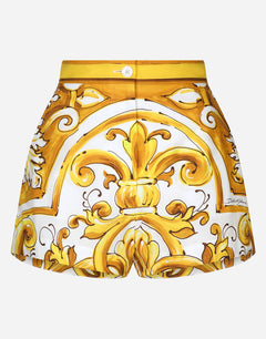 COTTON POPLIN SHORTS WITH MAJOLICA PRINT