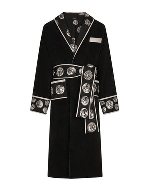 COTTON BATHROBE WITH COIN PRINT DETAILS