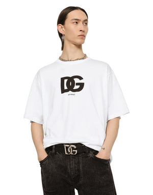 COTTON T-SHIRT WITH DG LOGO PRINT