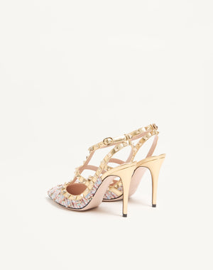 Décolleté Rockstud In Tessuto Tweed 100Mm