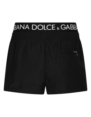 SHORT SWIM TRUNKS WITH BRANDED BAND