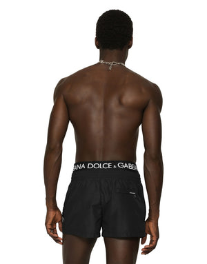 SHORT SWIM TRUNKS WITH BRANDED BAND