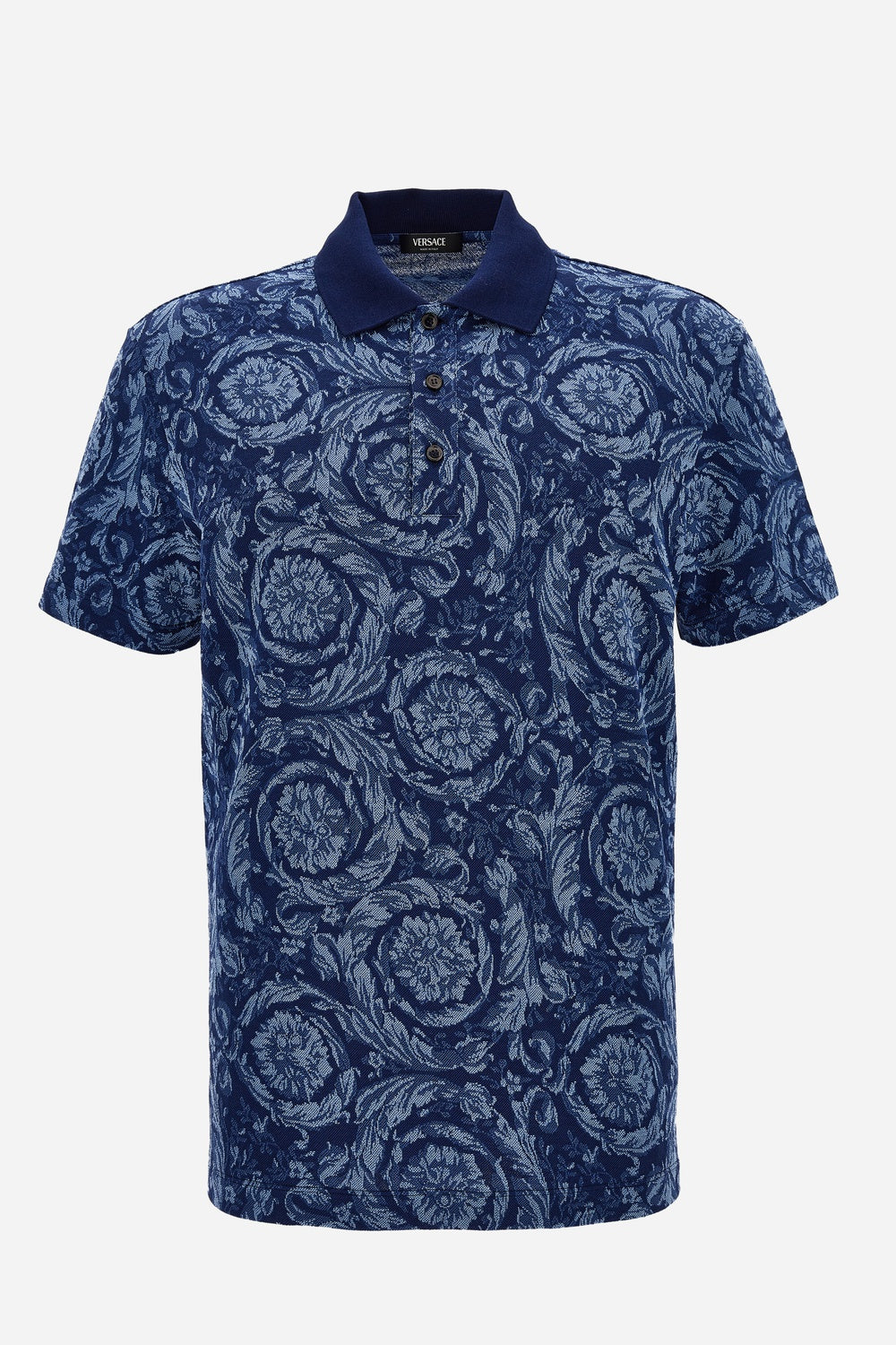 Polo In Barocco Jacquard Piquet Fabric