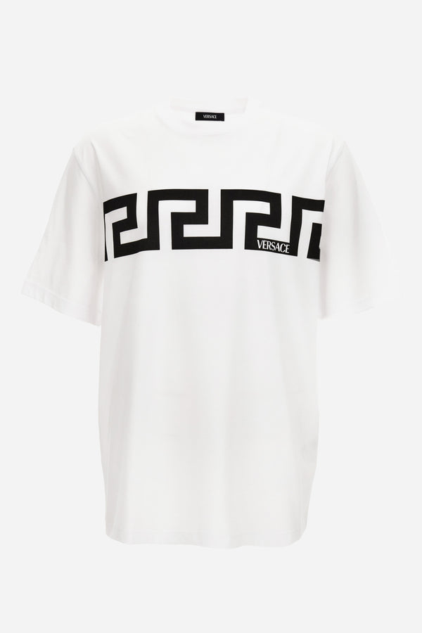 T-Shirt In Cotton Jersey-Greca Print